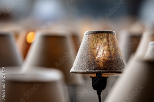 One lamp facing a group of lamps