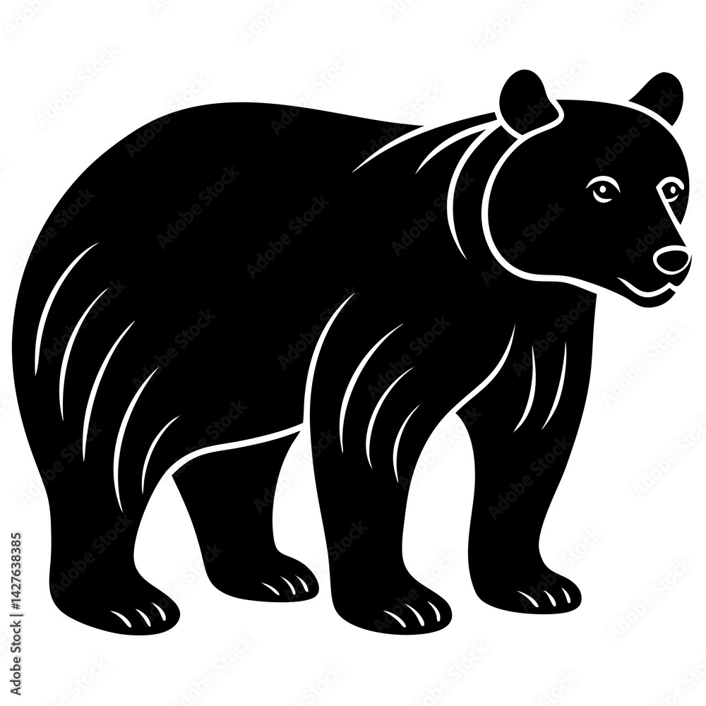 Obraz premium A black and white illustration of a bear.