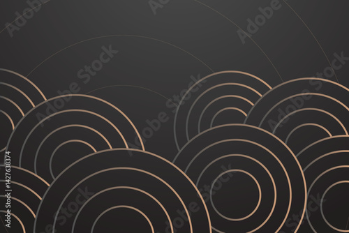 Abstract geometric shapes background. Luxury dark backdrop. Modern circle lines pattern.