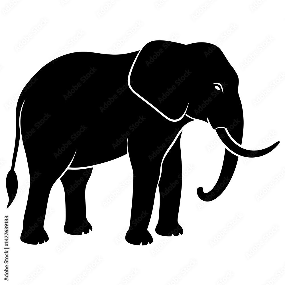 black silhouette of a Elephant animal black silhouette of a Elephant animal