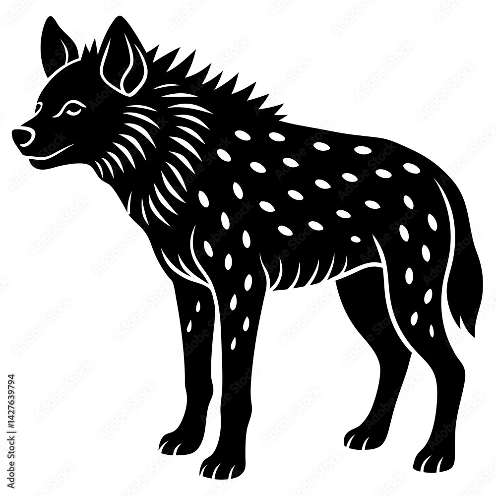 Fototapeta premium black silhouette of a Hyena animal 