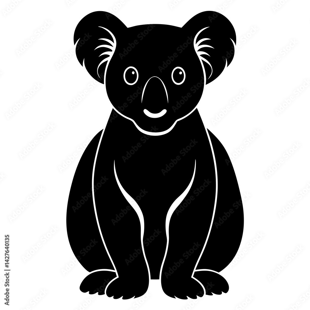 Naklejka premium black silhouette of a Koala Bear animal