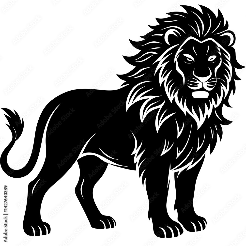 Fototapeta premium black silhouette of a Lion animal