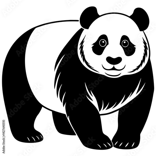 black silhouette of a Panda animal 