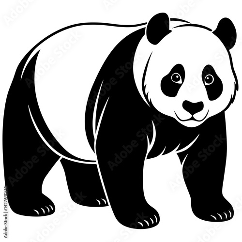 black silhouette of a Panda animal 