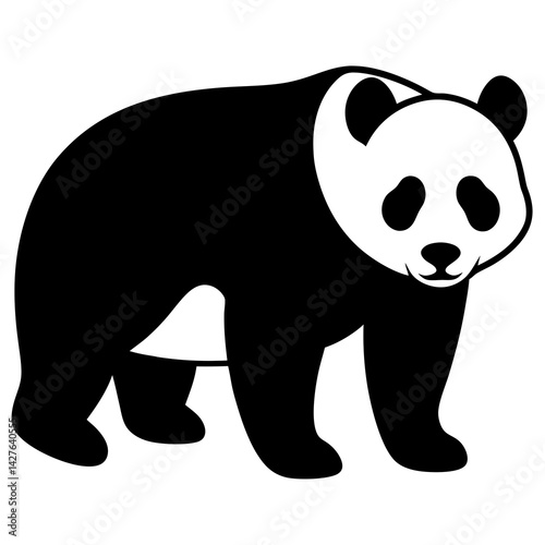 black silhouette of a Panda animal 