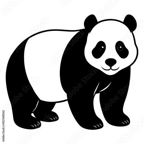 black silhouette of a Panda animal 