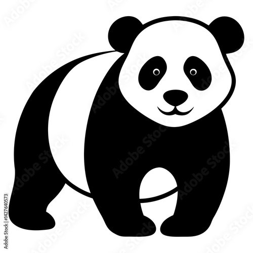 black silhouette of a Panda animal 