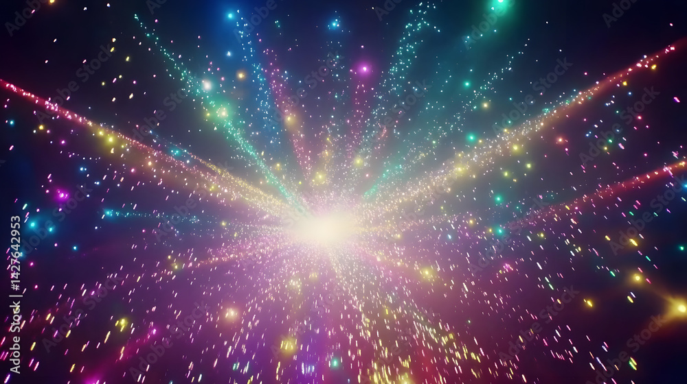 Naklejka premium Colorful Lights Burst Radiantly