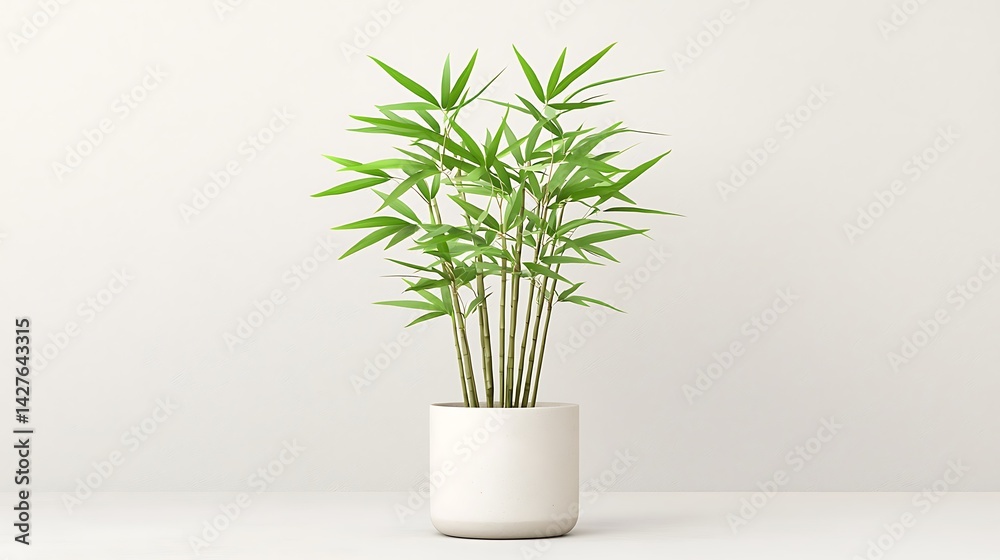 Fototapeta premium Lush green bamboo in minimalist home decor a close-up of tranquil atmosphere