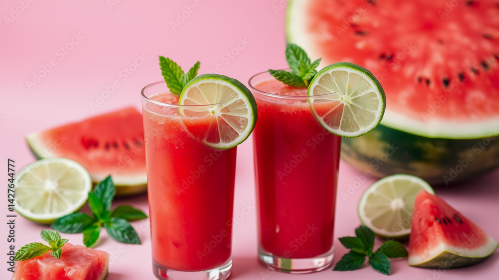 Refreshing Watermelon Smoothie with Lime and Mint Refreshing Watermelon Smoothie with Lime and Mint