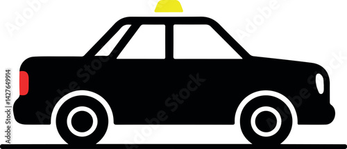 Simple black taxi icon, side view.