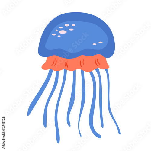 vector illustration of a blue jellyfish