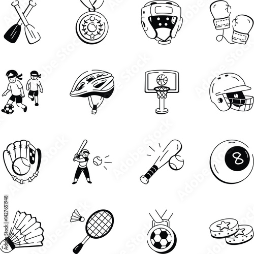 Set of 16 Sketchy Style Olympics Icons
