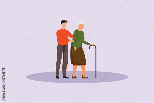 Neighbors sharing Concept. Colored flat vector illustration isolated