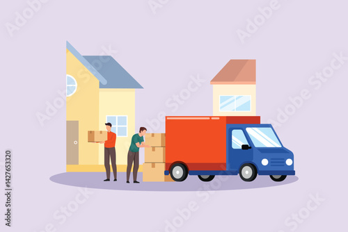 Neighbors sharing Concept. Colored flat vector illustration isolated