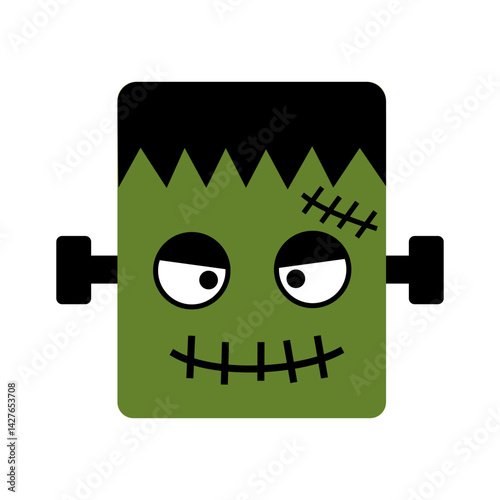 Halloween Frankenstein face on white background.