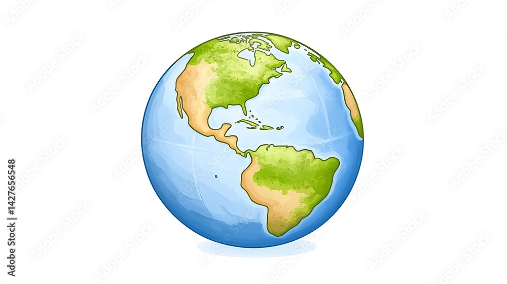 Naklejka premium Pixel Art Globe Earth Illustration in Green, Brown, and Blue