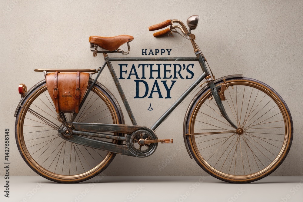Vintage Bicycle with Happy Father's Day Graphic for Celebratory Occasion or Gift Ideas