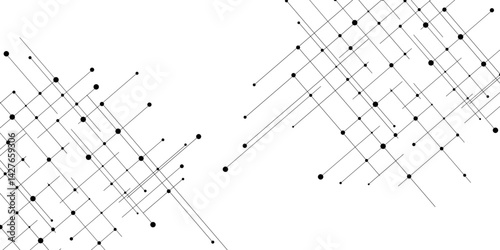 Vector creative idea of modern design with abstract geometric background. Dark black vector background with straight lines. Horizontal template with chaotic lines. Abstract line or strokes with dots.