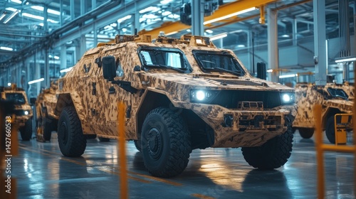 Armored Vehicle Assembly Line Military Manufacturing.