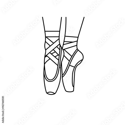 Ballet dancer's feet en pointe in minimalist style  