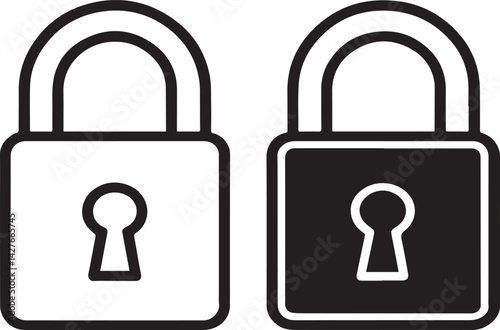 Two Simple Black and White Padlock Icons