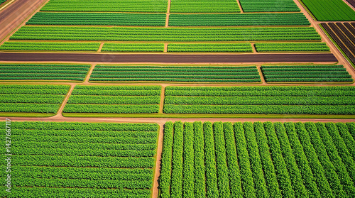 Obraz na płótnie green garden or farm fields - generated AI w salonie