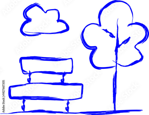 recreation icon in doodle style. blue line scribble icon	