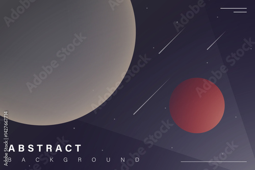 Black outer space background with stars, giant planets, and meteorites. Quiet abstract cosmos backdrop with celestial bodies.