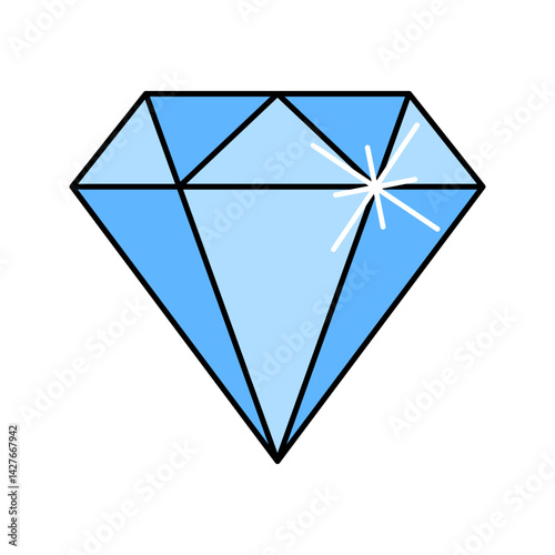 Diamond Flat design style, bright blue diamond icon, representing wealth or high value, suitable for luxury, finance, and savings-related visuals