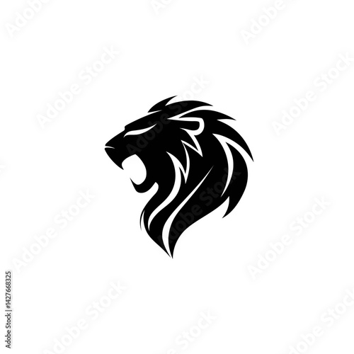 Stylized roaring lion head illustration, a concept for logo design, branding, and mascot creation