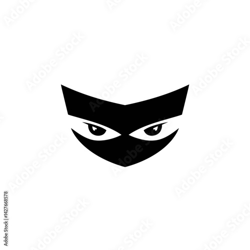 Stylish black cat mask illustration with intense eyes, concept for superhero logo design, gaming, and animation