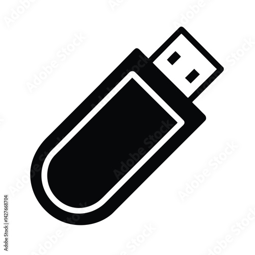 Fényképezés usb flash drive stencil icon silhouette vector illustration