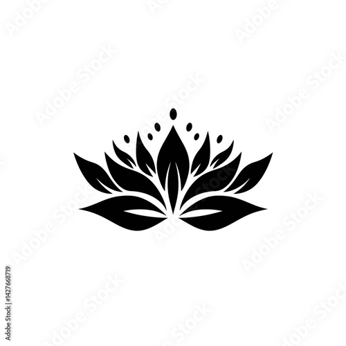 Elegant black lotus flower design, a concept for spa logo, beauty salon branding, yoga studio identity, and wellness center marketing
