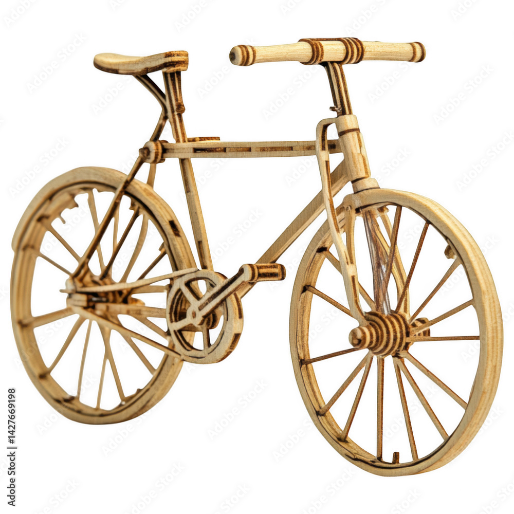 Fototapeta premium Bamboo Bicycle Model Isolated on White Background