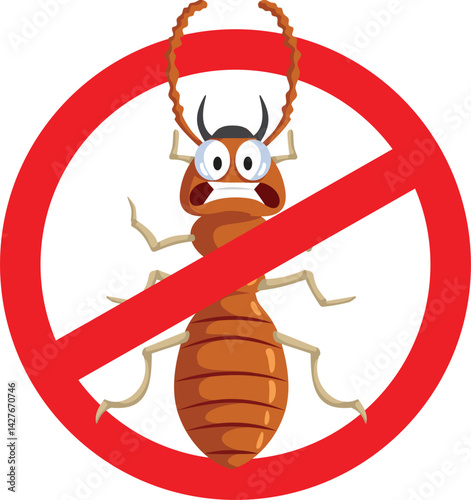 Stop Anti Termites Vector Icon Warning Symbol Design. Sign prohibiting insect infestation for pest control services 

