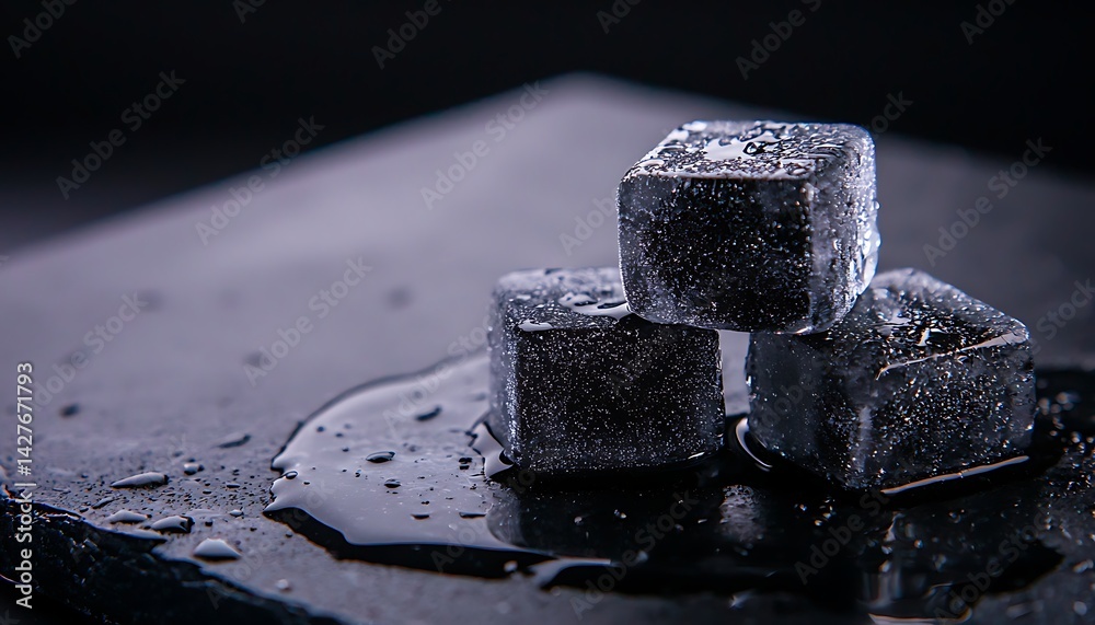 Ice Cubes on Dark Stone Ice Cubes on Dark Stone