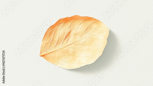 Elegant Orange Leaf on Soft Background with Subtle Shadow Detail