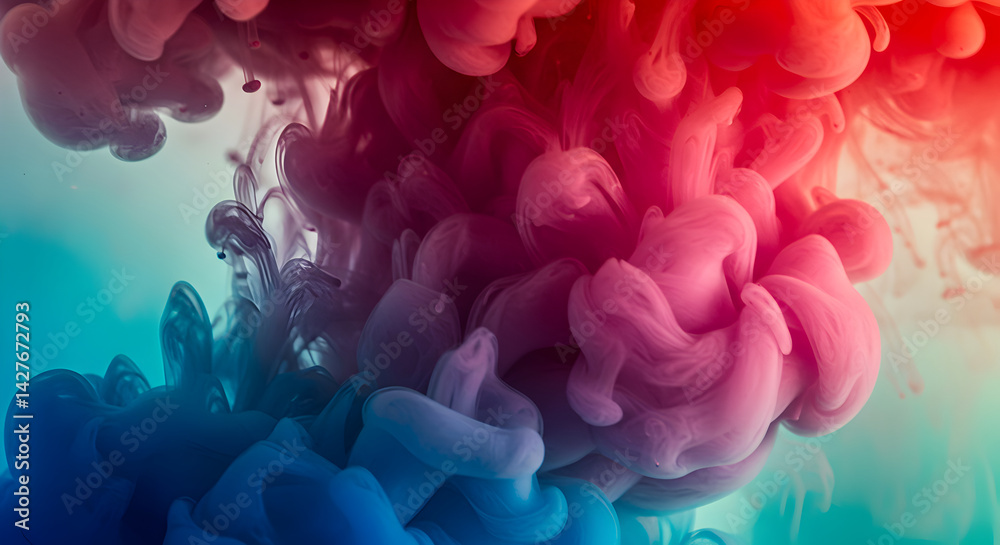 Fototapeta premium Harmonious Fusion: An Ethereal Dance of Aqueous Pigments in Viscous Suspension