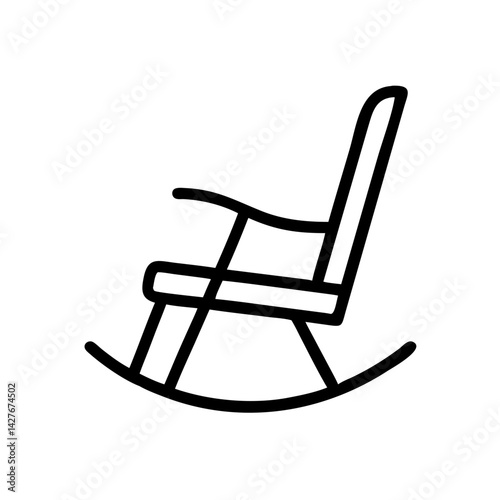 Simple line art rocking chair illustration on a white background  