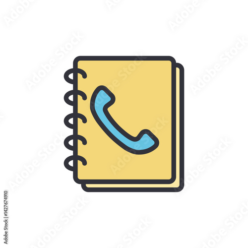 Phonebook colored icons, minimalist vector illustration ,simple transparent graphic element .Isolated on white background