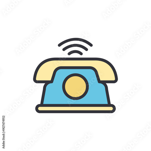 Phone ringing colored icons, minimalist vector illustration ,simple transparent graphic element .Isolated on white background
