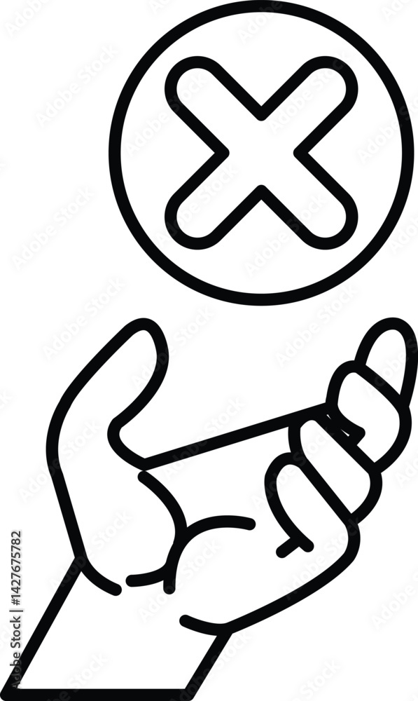 hand is holding a X hand is holding a X