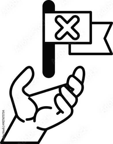 hand holding a X flag