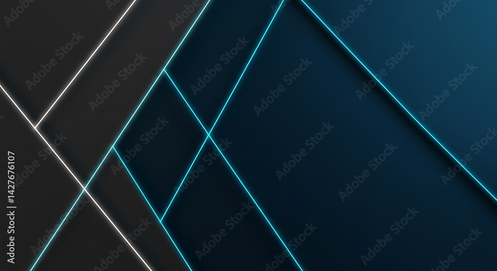 Modern Neon Geometric Background: Striking Turquoise & White Lines Intersect on Deep Navy & Dark Gray Gradient for Futuristic Tech Visuals Modern Neon Geometric Background: Striking Turquoise & White Lines Intersect on Deep Navy & Dark Gray Gradient for Futuristic Tech Visuals