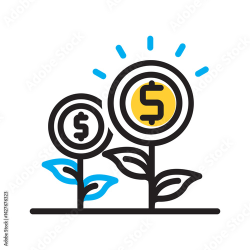 Vector multi color icon for Growth equity