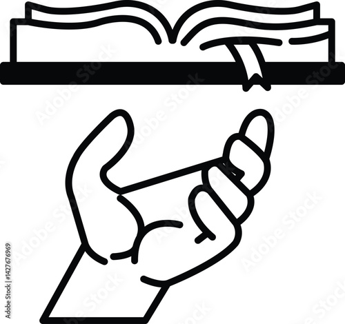 hand holding a book with a bookmark
