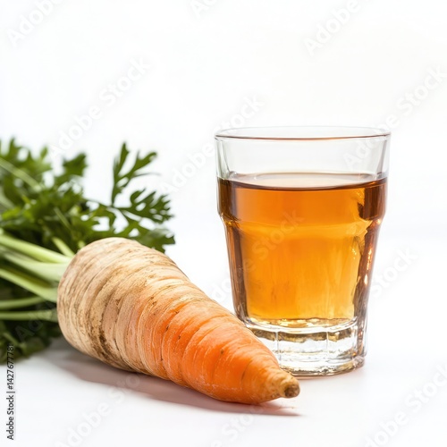 detox cocktail, diet carrot juice,  Carrot juice on a white background,Carrot and glass of carrot juice on white table