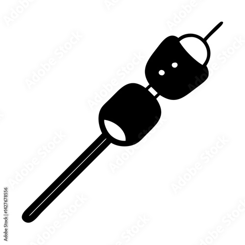 marshmallow on a stick icon, marshmallow on a stick silhouette vector illustration-simple silhouette illustration of marshmallow on a stick,marshmallow on a stick vector
